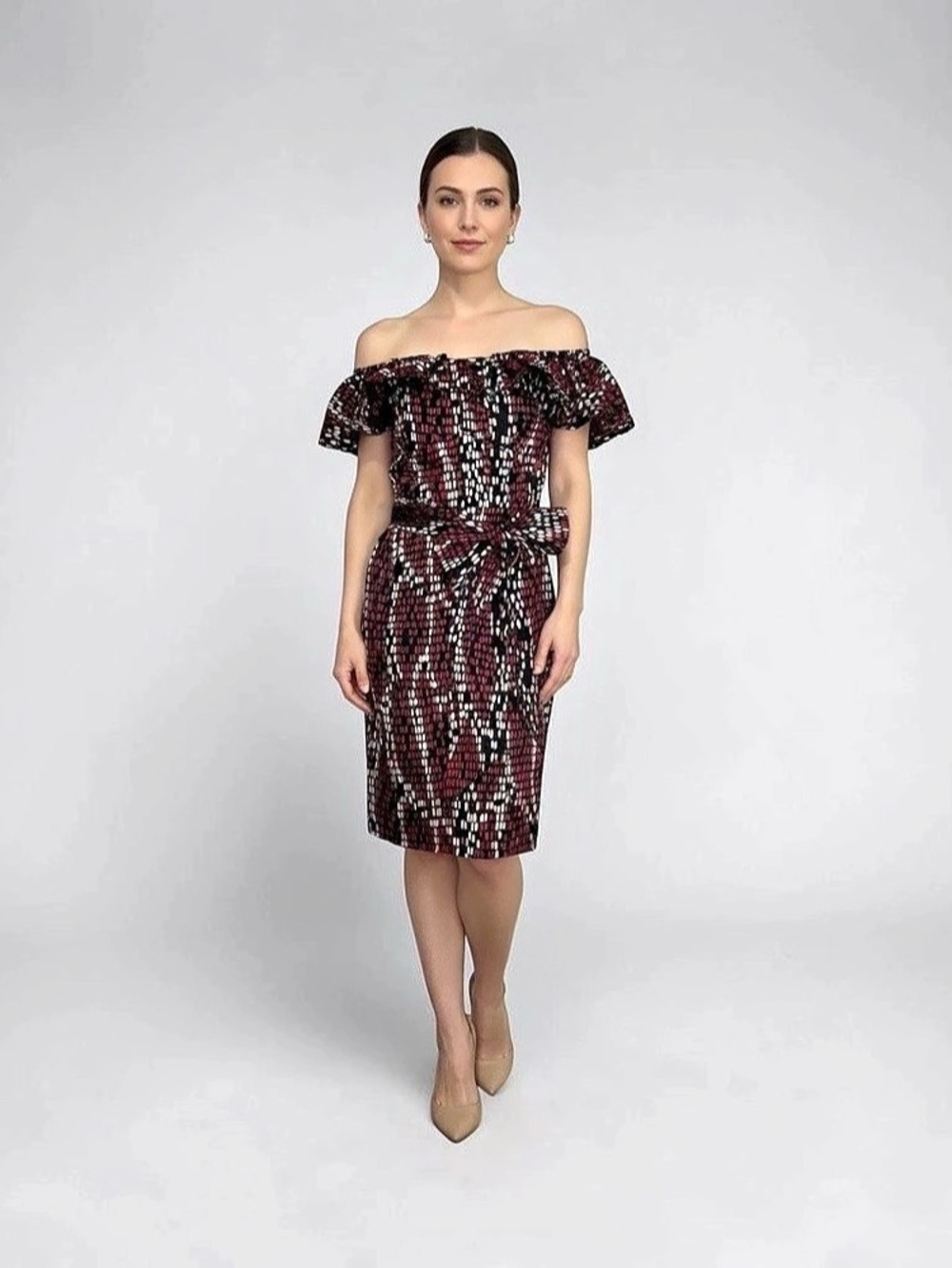 WHBM Abstract Mini Dress in Black & Red Size 00 NWT